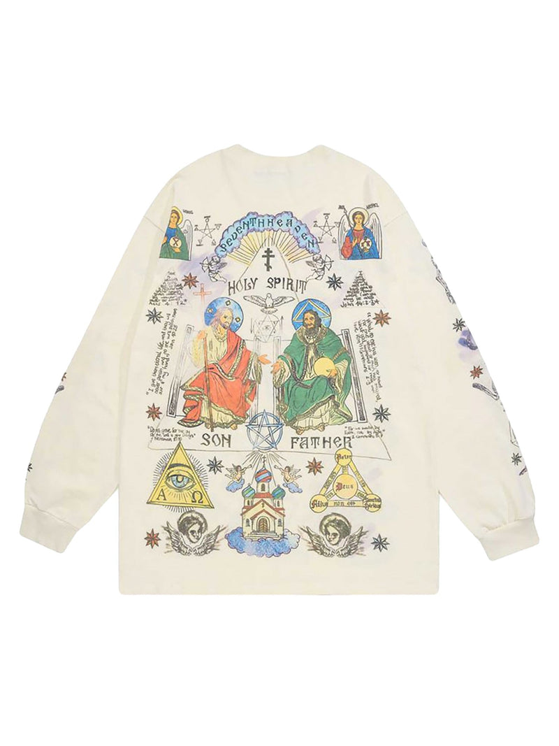 Urban Graffiti Print Long Sleeve Sweatshirts