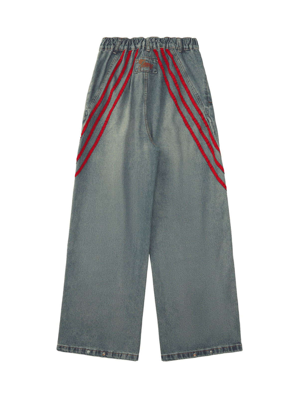 Two-tone Faded Denim Pants