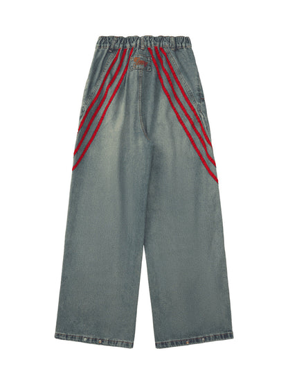 Two-tone Faded Denim Pants