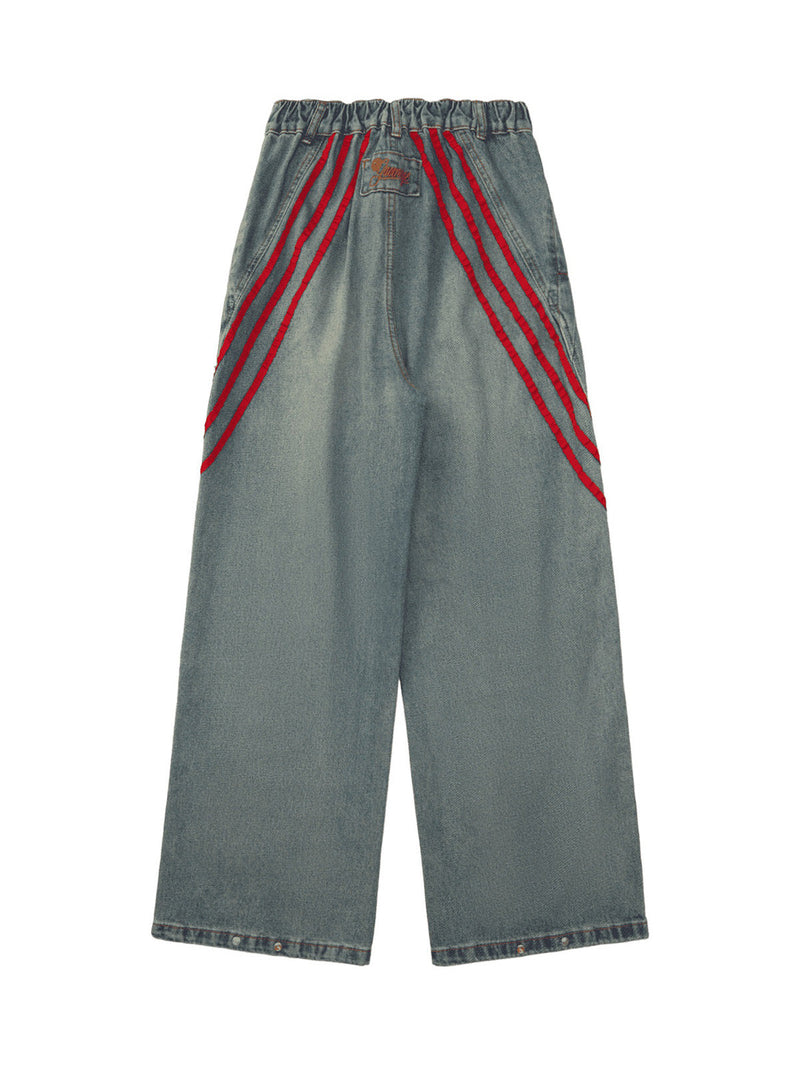 Two-tone Faded Denim Pants
