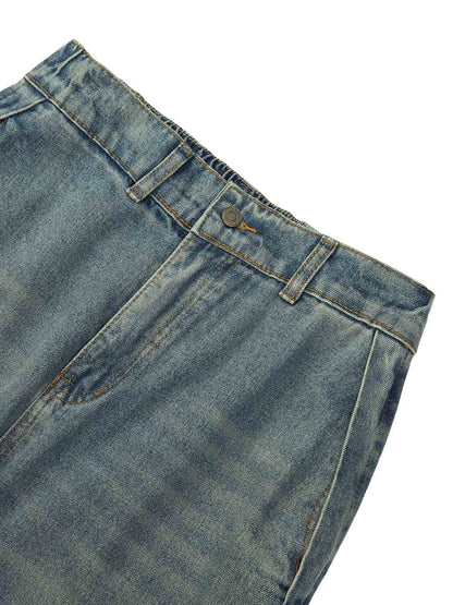 Two-tone Faded Denim Pants