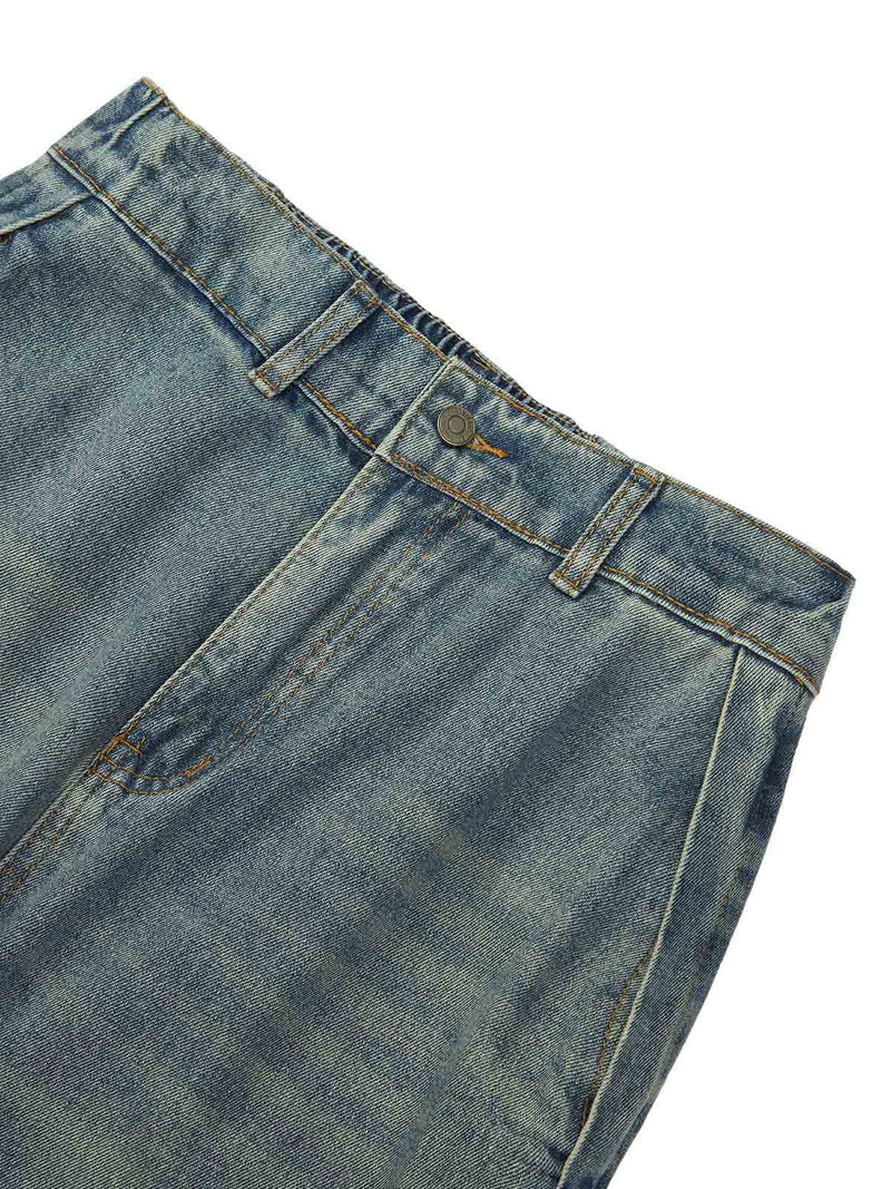 Two-tone Faded Denim Pants