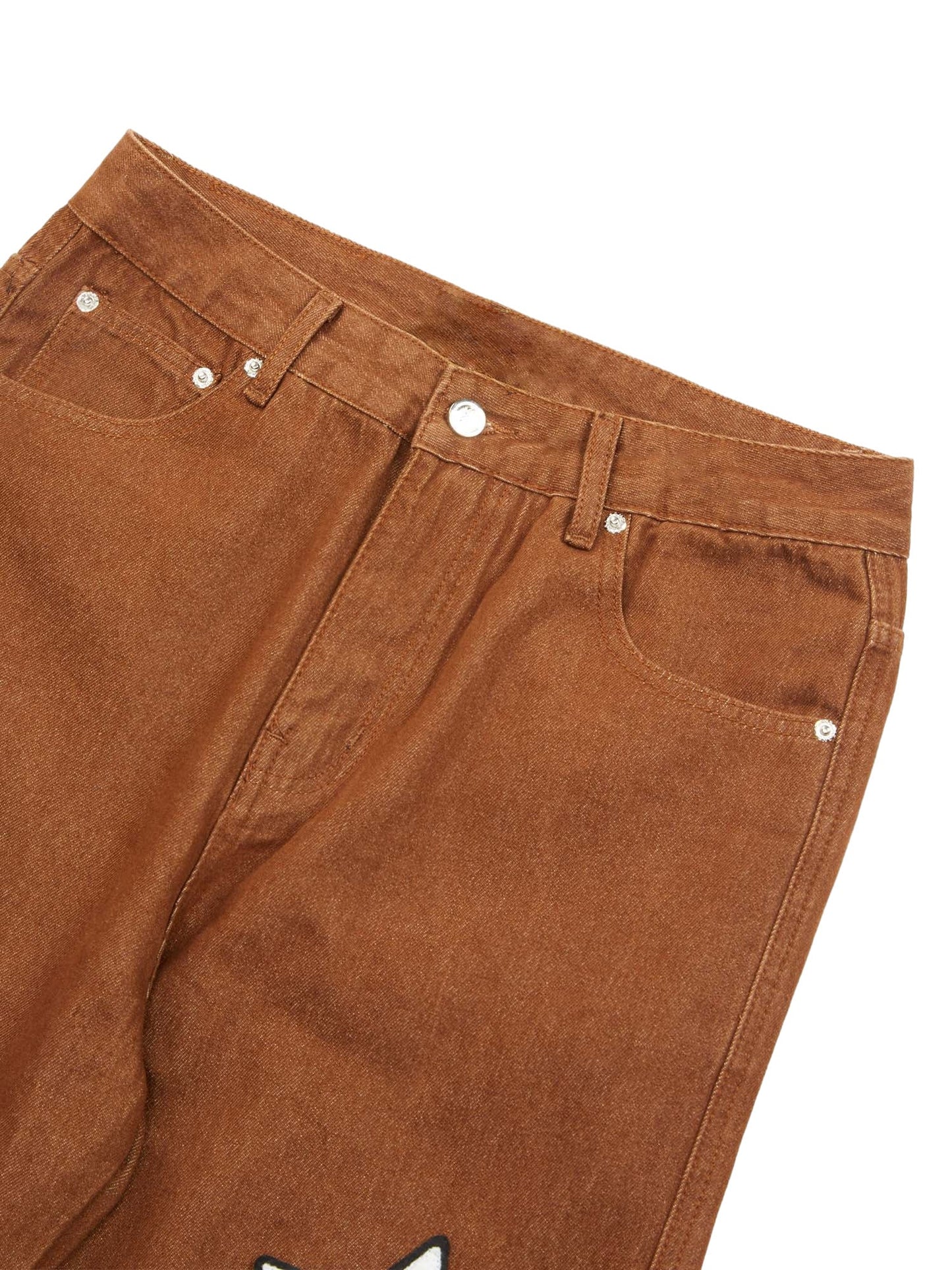 Star-embroidered Denim Pants