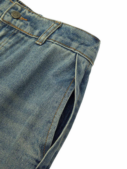Two-tone Faded Denim Pants