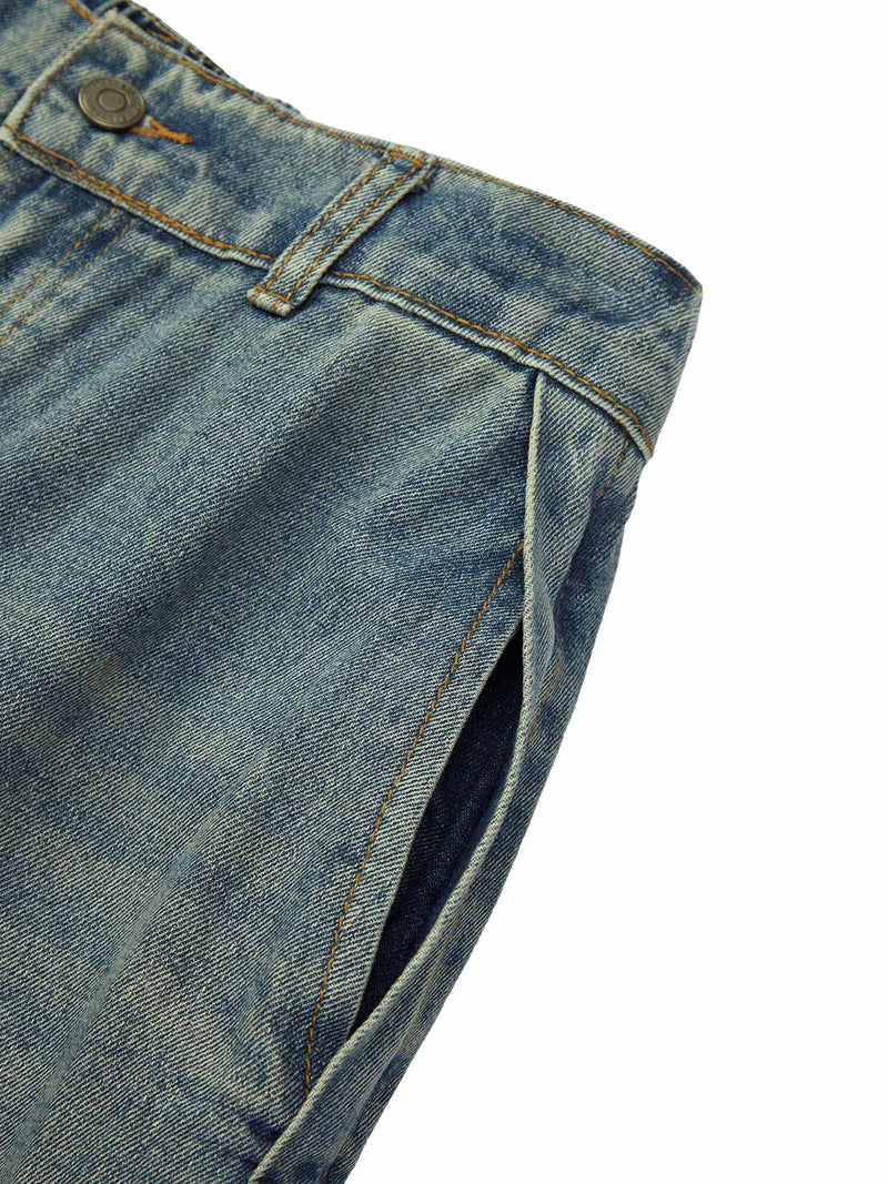 Two-tone Faded Denim Pants
