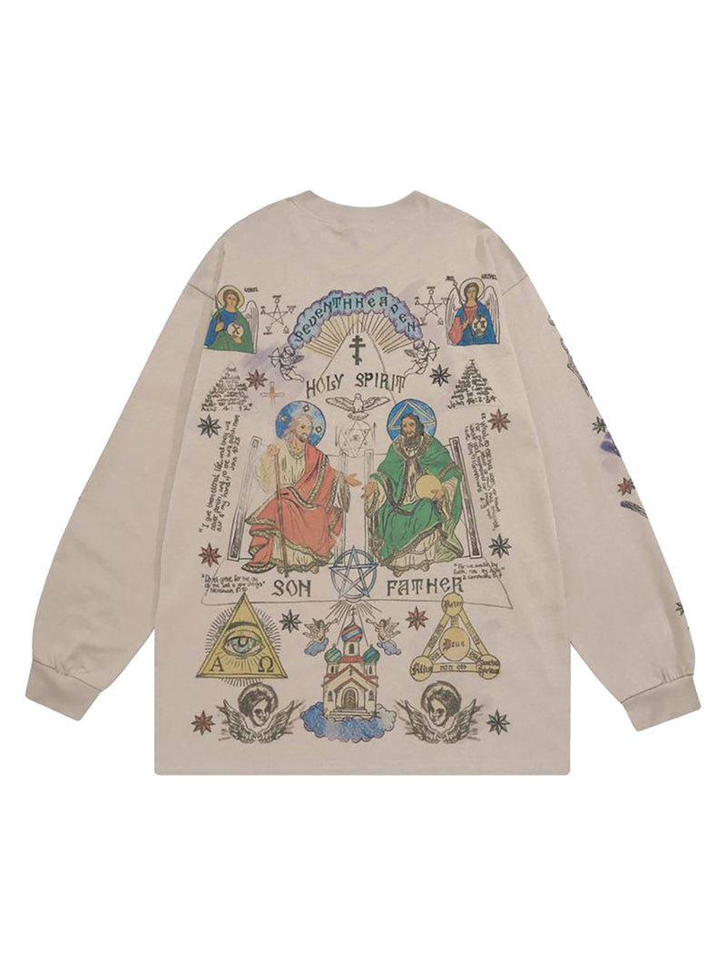 Urban Graffiti Print Long Sleeve Sweatshirts