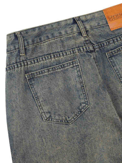 Two-tone Faded Denim Pants