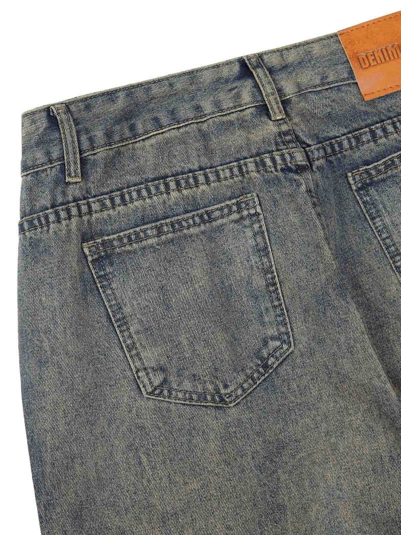 Two-tone Faded Denim Pants