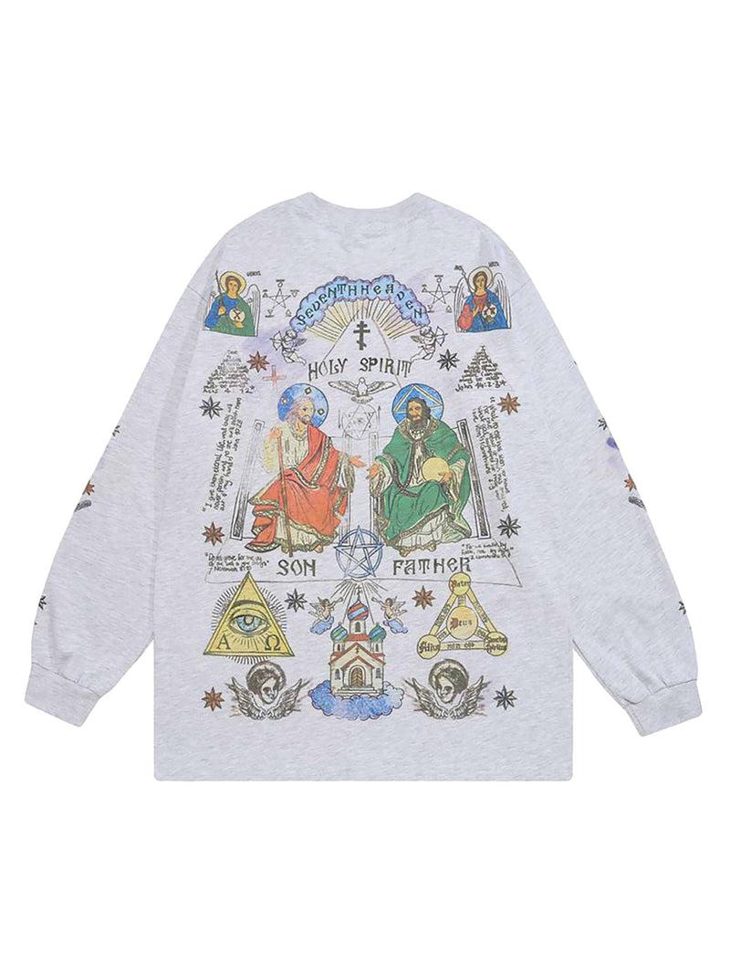 Urban Graffiti Print Long Sleeve Sweatshirts