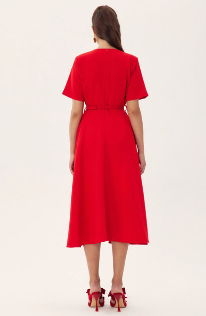 Grace Appliqué Short Sleeve Midi Dress