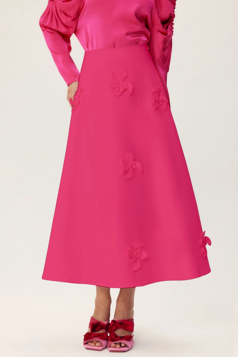 Una Sclupted Flower A-line Midi Skirt