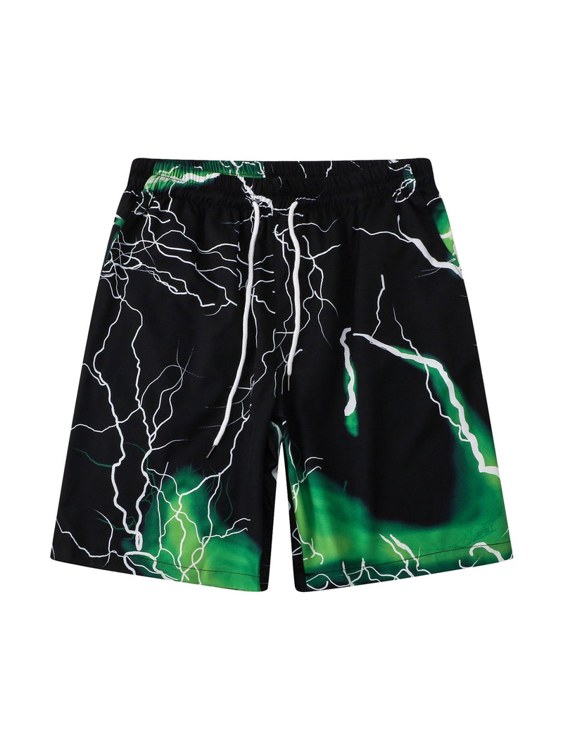 Thunder Graphic Hip-hop Two-piece Set