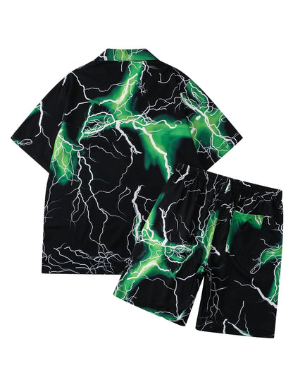 Thunder Graphic Hip-hop Two-piece Set