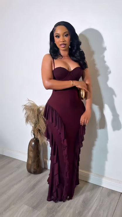 Imara Cutout Side Split Backless Maxi Dress