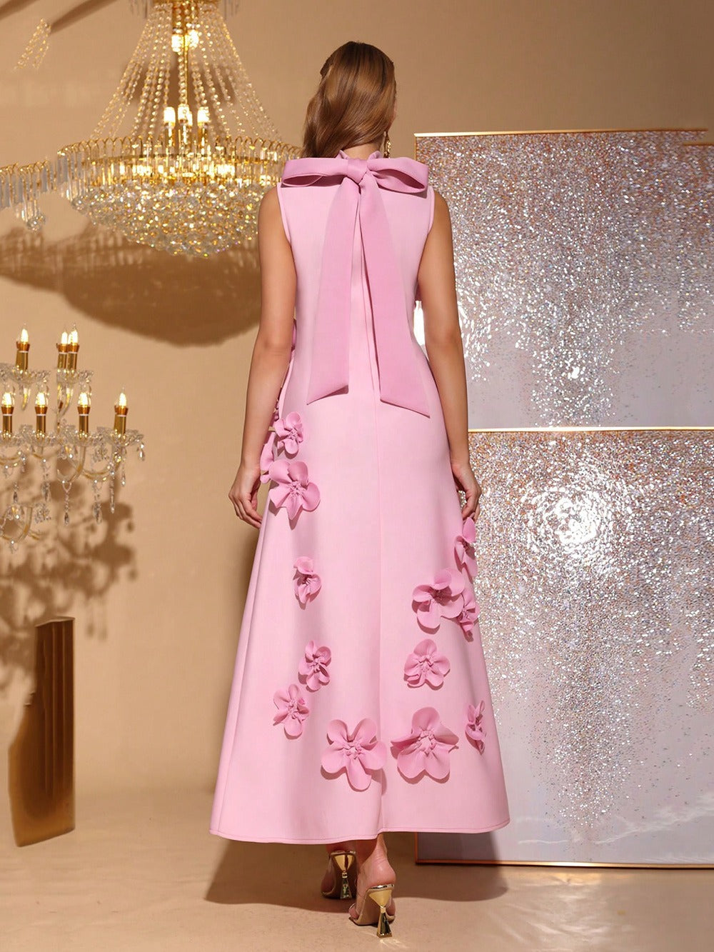 Anna Purple One Shoulder 3d Maxi Dress