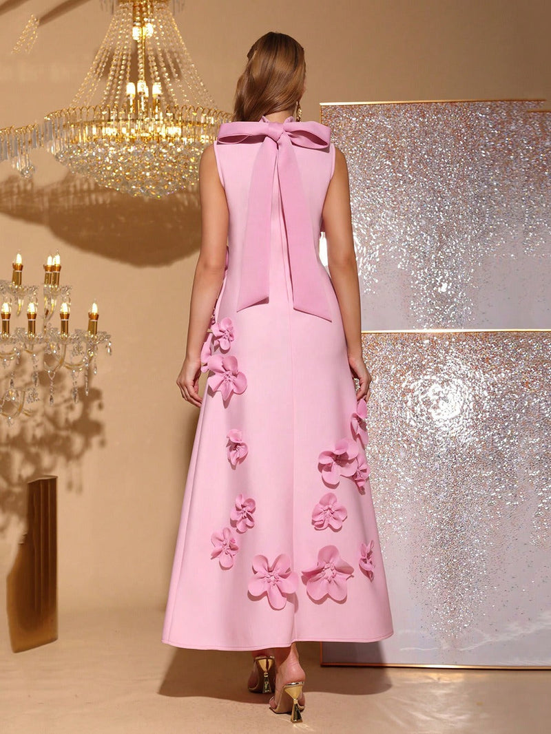 Anna Purple One Shoulder 3d Maxi Dress