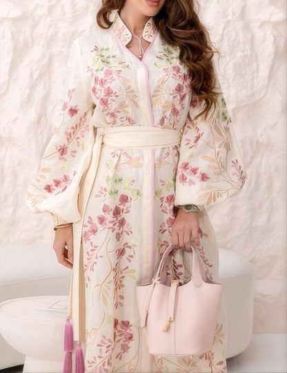 Cressida Lace Up Long Sleeve Maxi Dress