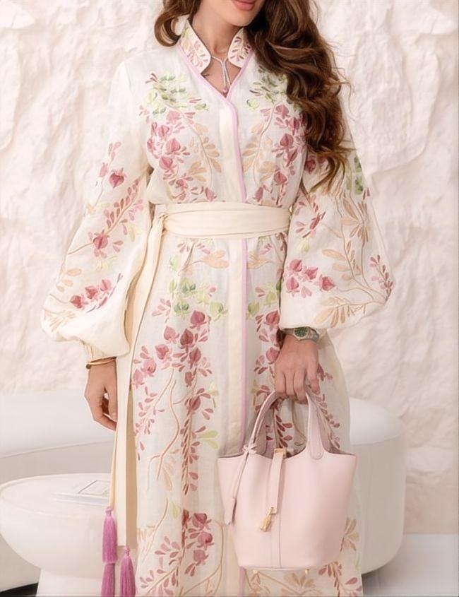 Cressida Lace Up Long Sleeve Maxi Dress