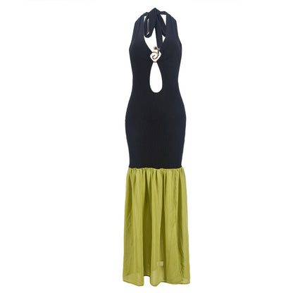 Mairead Spliced Split-neck Maxi Dress