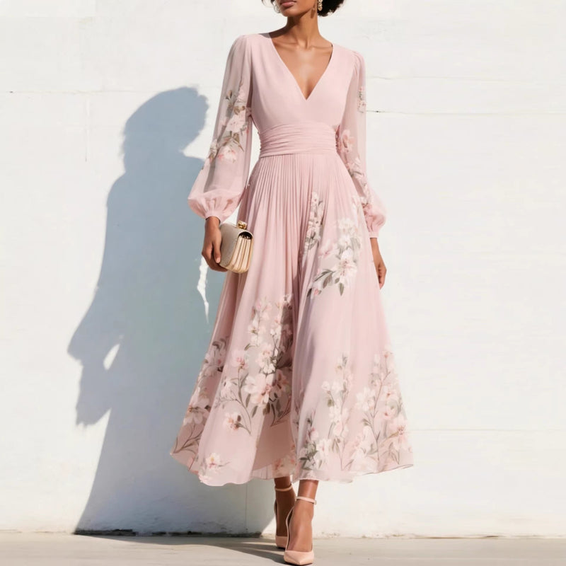 Finloe Belted Leaf Print Maxi Dress