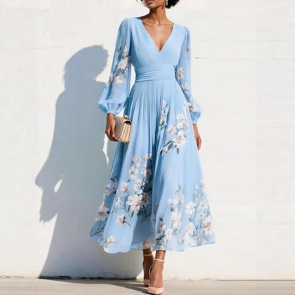 Finloe Belted Leaf Print Maxi Dress