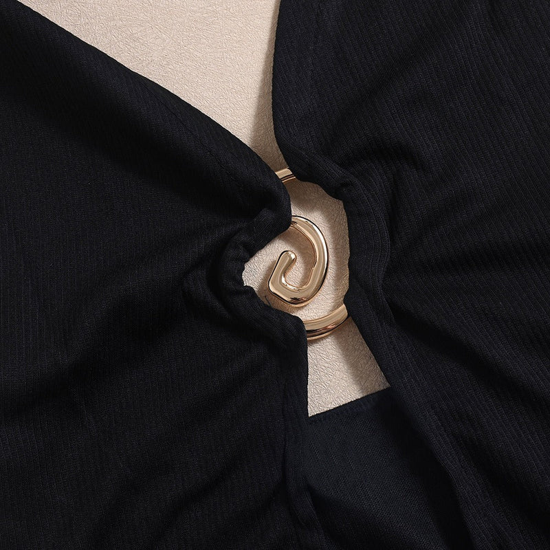 Mairead Spliced Split-neck Maxi Dress