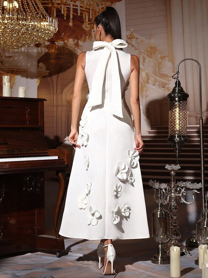 Anna Purple One Shoulder 3d Maxi Dress