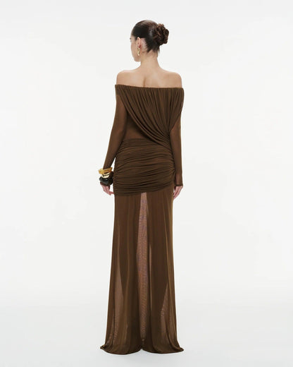 Gaelthis Strapless Ruched Draped Maxi Dress