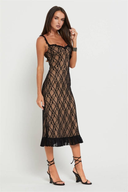 Ina Lace Ruffle Maxi Dress