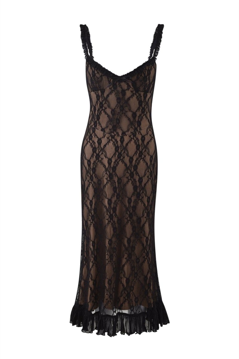 Ina Lace Ruffle Maxi Dress