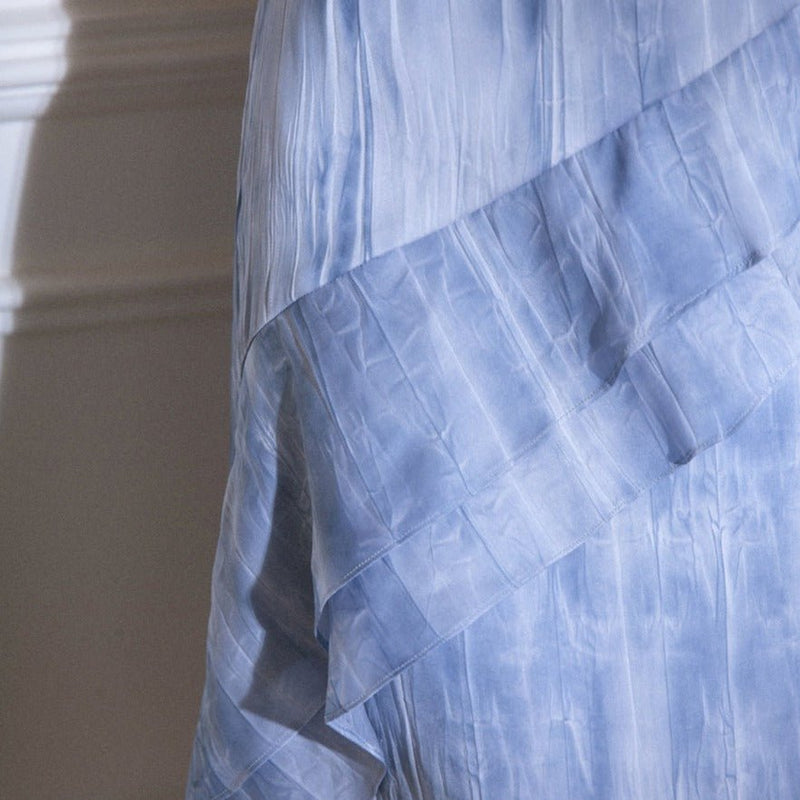 Misty Cascade Denim Maxi Skirt