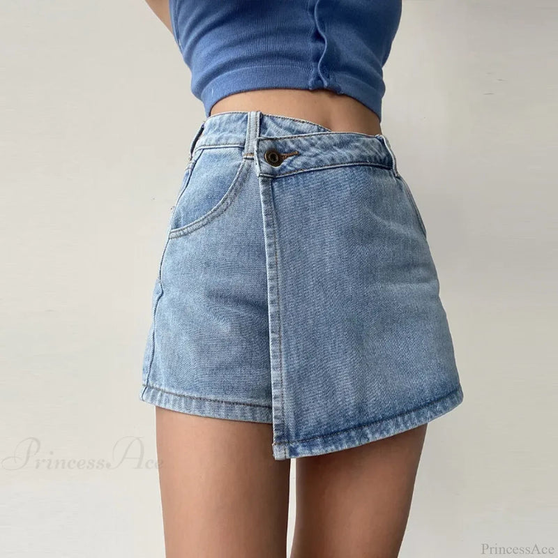 Irregular High Waist Denim Skirt
