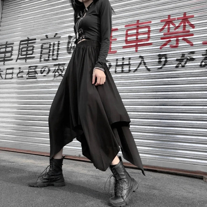 Irregular High Waist Long Skirt
