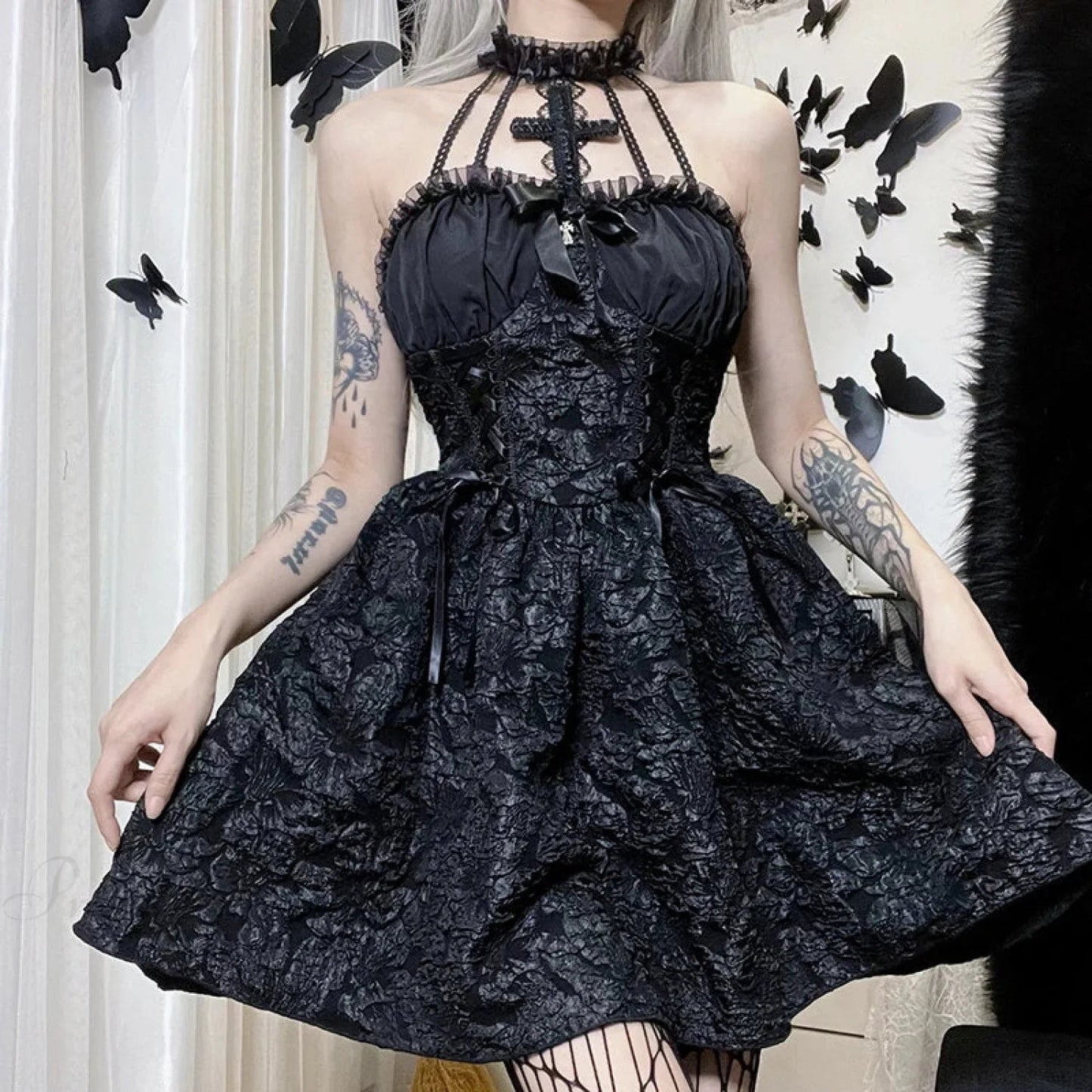 Jacquard Gathered Small Dress