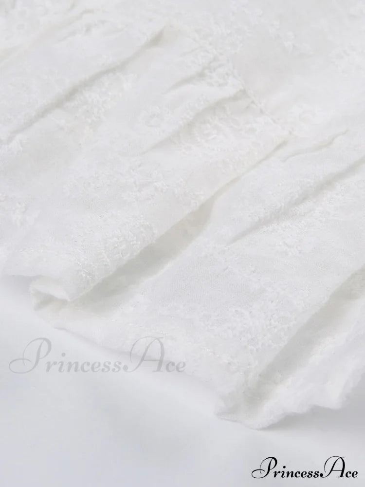 Jacquard Mesh Paneled White Mini Dress