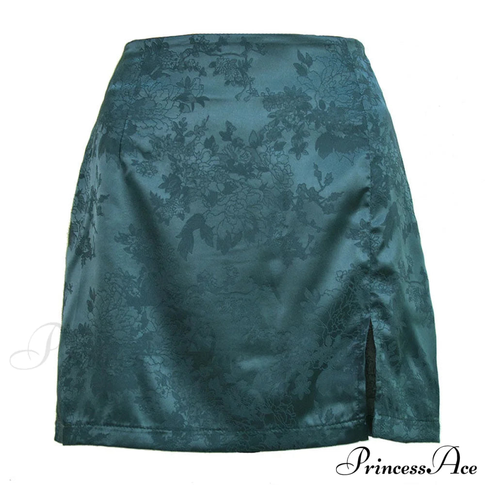 Jacquard Satin Skirt High Waist Mini Skirt