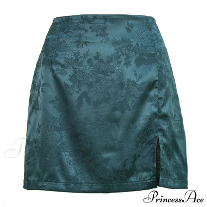 Jacquard Satin Skirt High Waist Mini Skirt