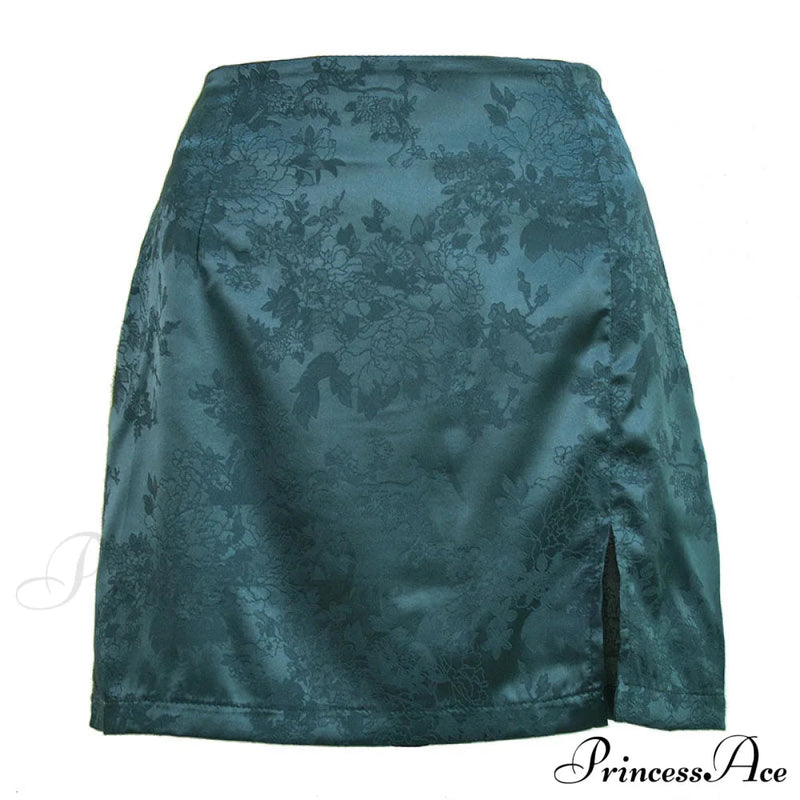 Jacquard Satin Skirt High Waist Mini Skirt