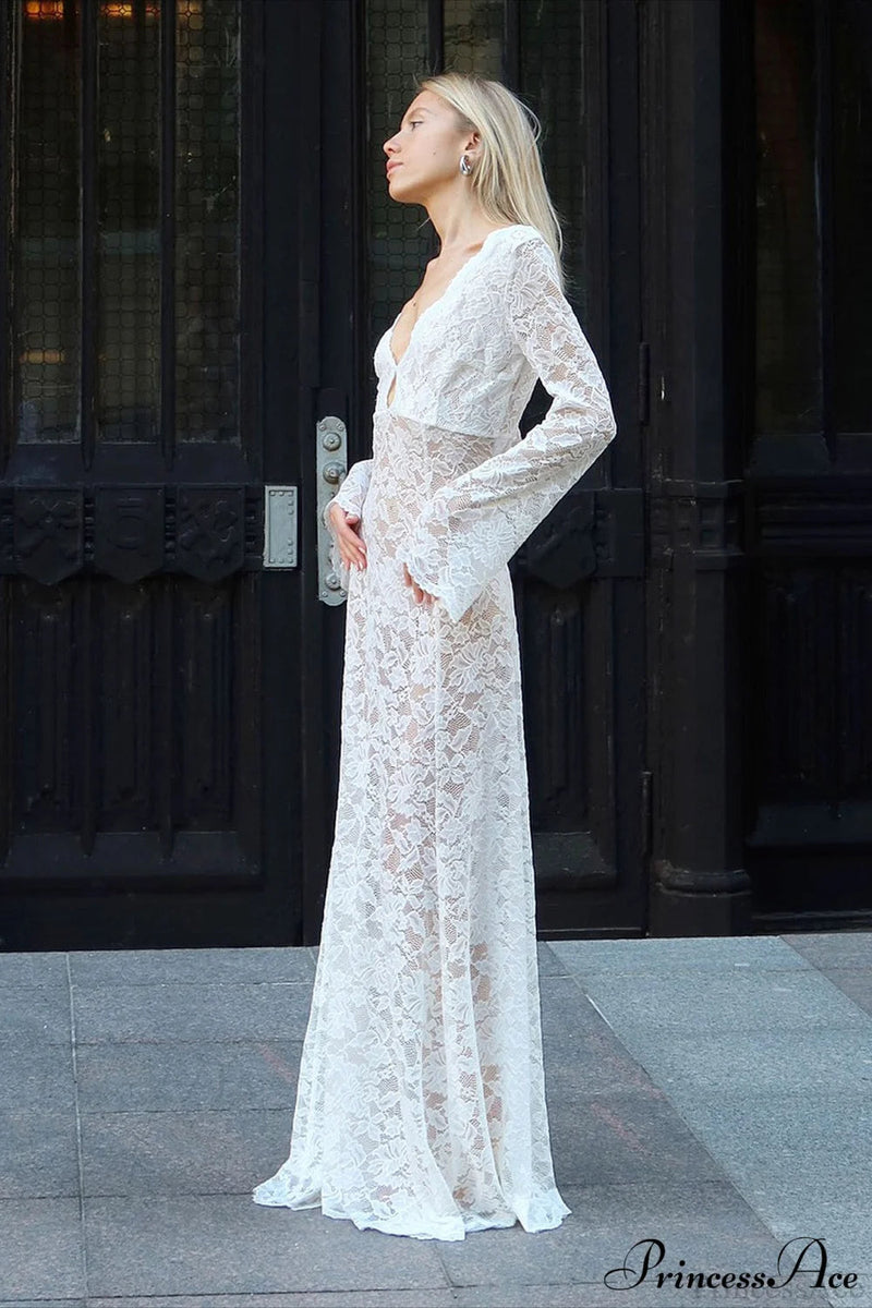 Jacquard Sheer Lace Bodycon Maxi Dress