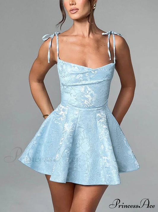 Jacquard Texture Suspender Charming Slimming A-hem Mini Dress