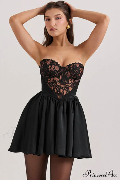 Jadore Lace and Charming Satin Mini Dress
