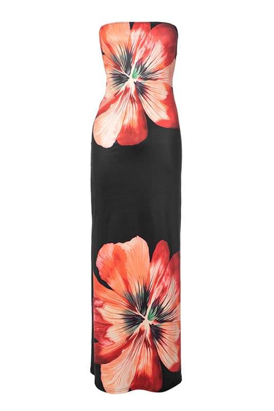 Janice Printed Strapless Maxi Dress