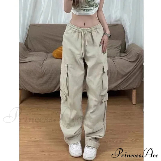 Jeans Leg High Pants Waist Wide Cargo Straight White Y2k Denim American Baggy Trouser