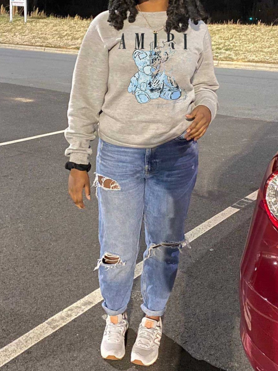 Cartoon Letter Print Sweatshirt Ar7047