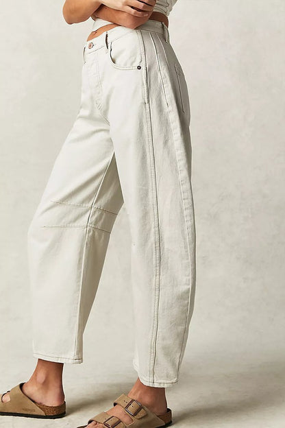 Loose Wide-leg Pants Mid-low Waist Washed Denim Trousers