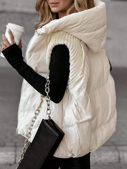 Sleeveless Knitted Patchwork Cotton Vest Coat