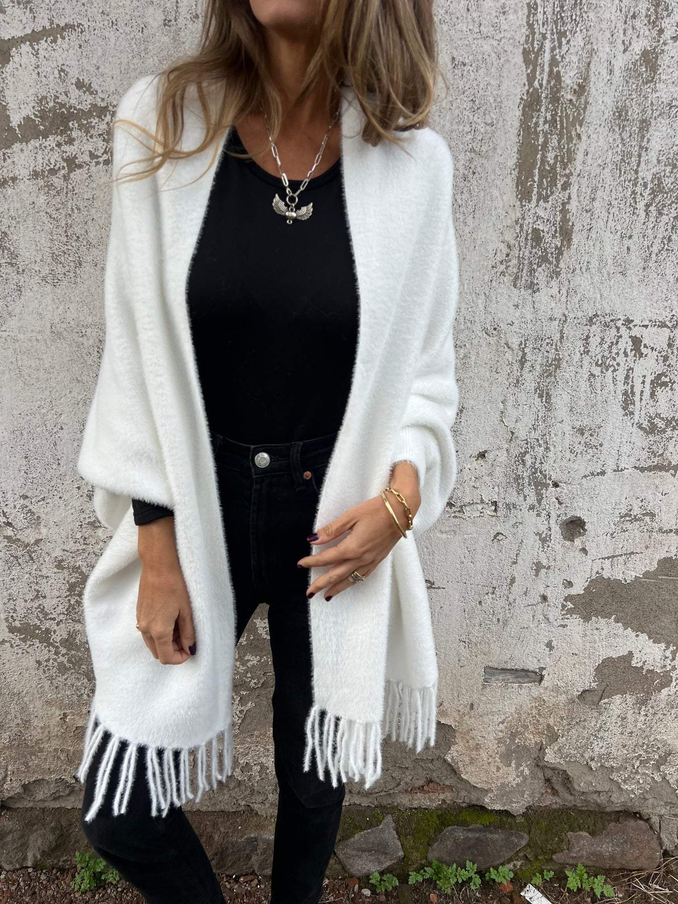 Long Sleeve Tassel Shawl Coat