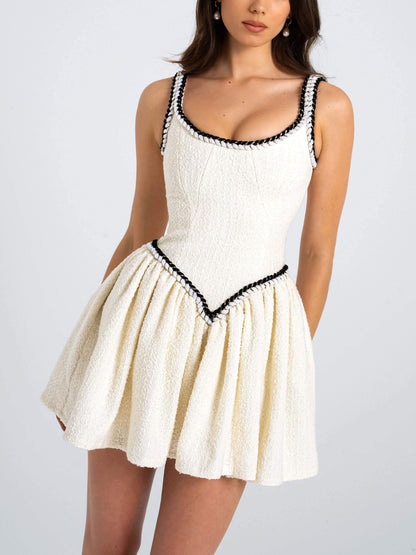 U-neck Tweed Mini Dress