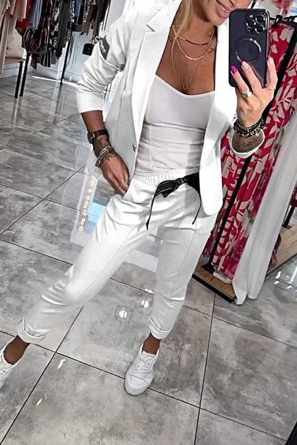Top Jacket & Elastic Pants Two-piece Set
