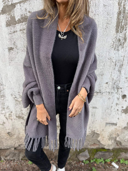 Long Sleeve Tassel Shawl Coat